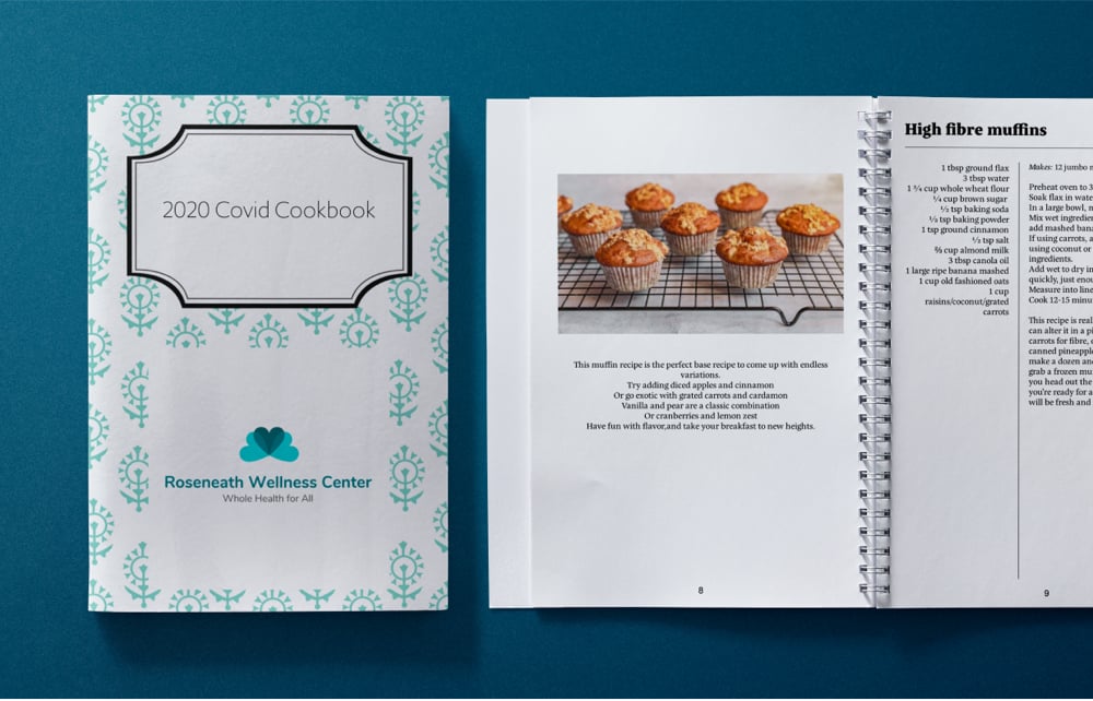 Roseneath Wellness Centre Covid Cookbook Display